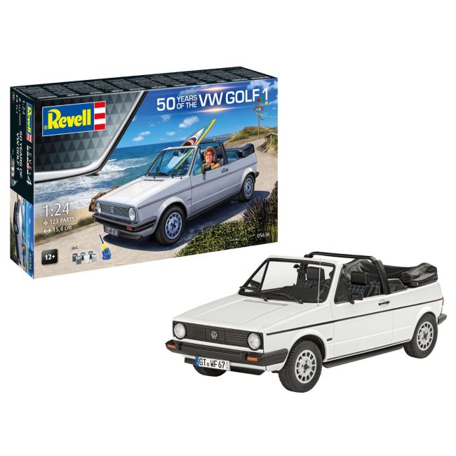 Cadeauset "50 Years of VW Golf 1" Revell modelbouwpakket met basisaccessoires 