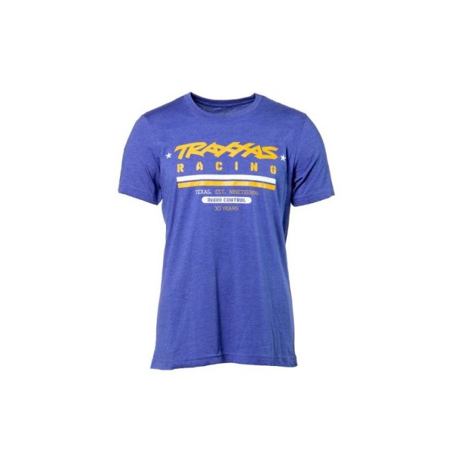 T-shirt blauw gemêleerd/Traxxas 30 jaar logo geel M