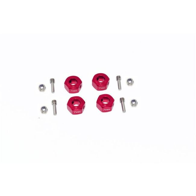 ALUMINIUM HEX ADAPTER (12MMX7MM) - 12PCS SET red