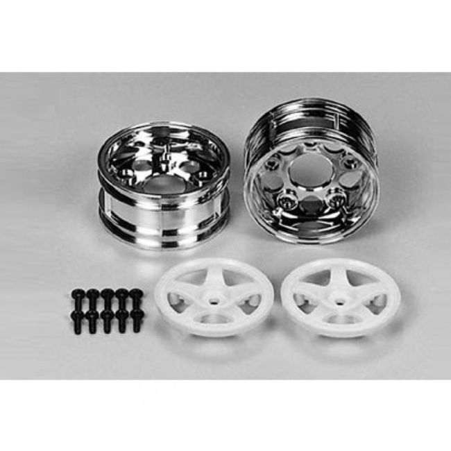 1:10 Wheels (2) 5-Spoke Chr./white 26mm