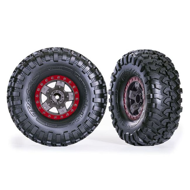 Canyon Trail 5.3x2.2 tires on TRX-4 rims grey/red (2)