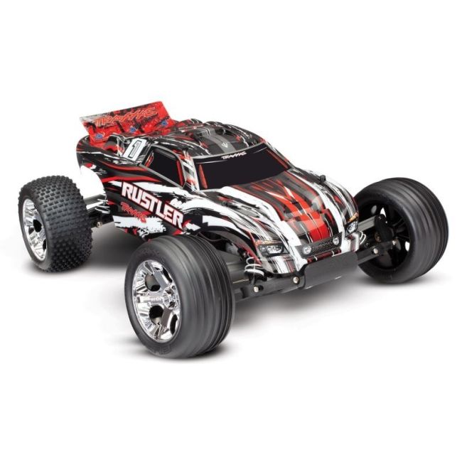 TRAXXAS Rustler rood-X RTR +12V-Lader+Akku