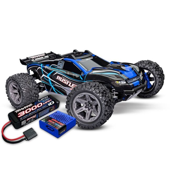 TRAXXAS Rustler 4x4 BL-2S blauw 1/10 Stadium-Truck RTR Incl. Lipo Accu en USB Lader