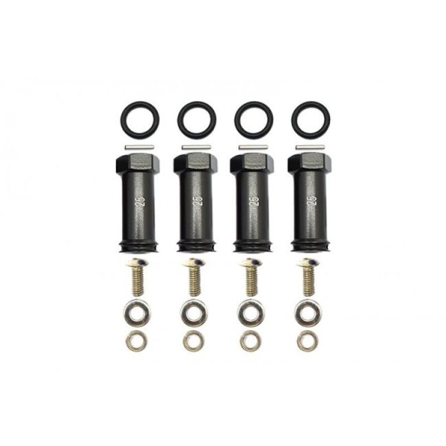 ALLOY HEX ADAPTOR(+25mm)-4PCS SET   +KT black