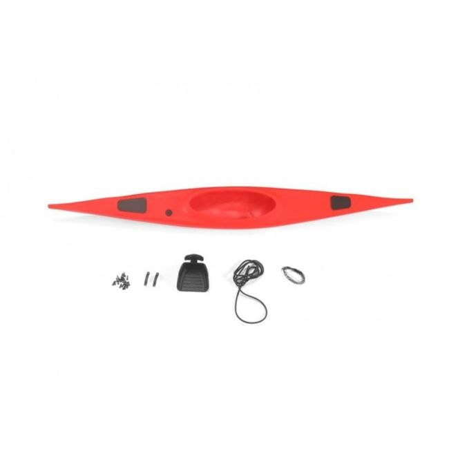 SCALE ACCESSORIES: CANOE WITH ACCESSORIES -14PC SET red