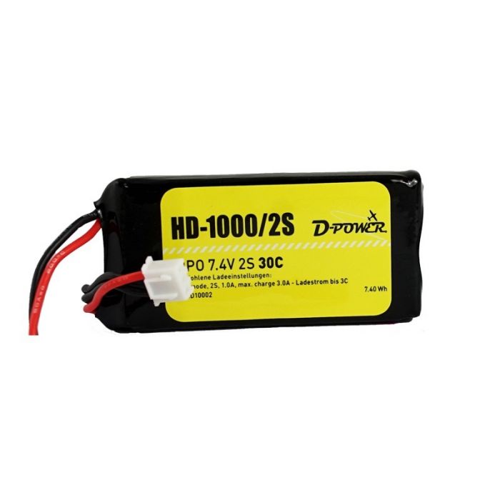 D-Power HD-1000 2S Lipo (7,4V) 30C - mit BEC Stecker