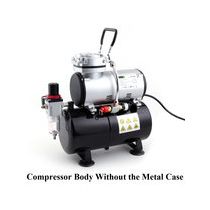Airbrush mini compressor met luchttank en metalen behuizing