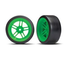 Reifen auf Felgen verklebt Split-Spoke Felge grün hinten