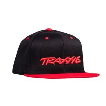 Truckercap zwart/logo rood, platte klep