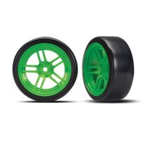 Reifen auf Felgen verklebt Split-Spoke Felge grün vorn