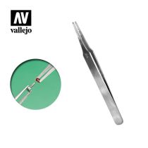 Vallejo Tool - Platte, afgeronde roestvrijstalen pincet 120 mm