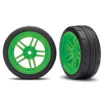 Reifen auf Felgen verklebt Split-Spoke Felge grün vorn (2)
